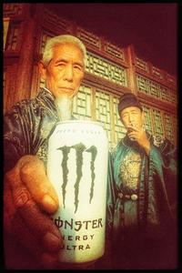 A redraw of a Chinese man offering a c--------. The redraw features a white monster. 