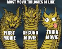 MOST MOVIE TRILOGIES BE LIKE FIRST SECOND THIRD MOVIE MOVIE MOVIE imgflip.com