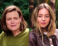 A two-panel "meme":https://knowyourmeme.com/memes/memes template of actress "Sydney Sweeney":https://knowyourmeme.com/memes/people/sydney-sweeney and GQ interviewer Katherine Stoeffel.