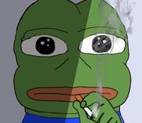 Pepe smoking in shadow front facing