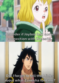 I wonder if Joyboy had some connection with Zunesha. Did I forget to tell the Minks about what Zunesha told me?