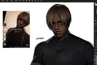 X user @zombiyh posted fan art inspired by Black TikToker @mythix.v7's cosplay of Leon Kennedy from the _Resident Evil_ video game franchise, gathering over 80,000 likes in a day.