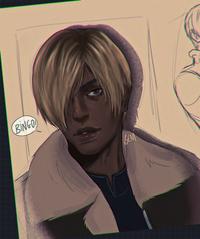 X user @bluue_hour posted fan art inspired by Black TikToker @mythix.v7's cosplay of Leon Kennedy from the _Resident Evil_ video game franchise, gathering over 8,000 likes in a day.