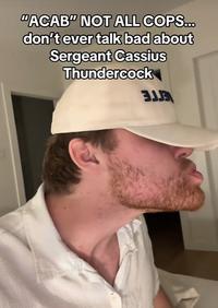 A meme about Cassius Thundercock. The meme suggests he does not apply to ACAB.