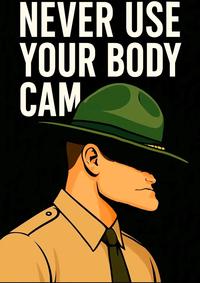 An AI generated poster of Cassius Thundercock. The poster reads, "Never use a bodycam."
