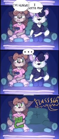An alternative ending to the I'm Hungry, I Gotta Poop "webcomic":https://knowyourmeme.com/memes/cultures/webcomics, in which the characters fulfill their needs normally.