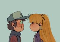 A redraw of the kissing barrier meme. The art features Gravity Falls characters.
