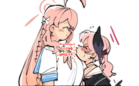 A redraw of the kissing barrier meme. The art uses a woman's breasts as the barrier instead of a hat.