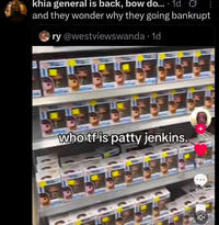 khia general is back, bow do... 1d and they wonder why they going bankrupt ry @westviewswanda - 1d who tf is patty jenkins. 121K 560