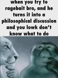 when you try to ragebait bro, and he turns it into a philosophical discussion and you lowk don't know what to do