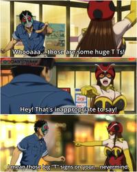 + Whooaaa... those are some huge T Ts! COOACE TSUNAMI MEMES 20% Hey! That's inappropriate to say! I mean those big "T" signs on your... nevermind.