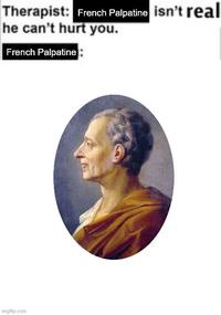 Therapist: French Palpatine isn't real he can't hurt you. French Palpatine imgflip.com