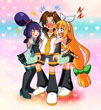 Mega Man Battle Network x Vocaloid: Rockman, Roll and Meddy dressing as the Kagamine and Hatsune Miku
Capcom