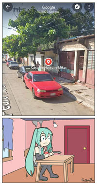 It says in the Google Maps marker: "House of Hatsune Miku".