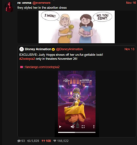 re: emma @evemmore they styled her in the abortion dress I WON!! NO. YOU DIDN'T. Disney Animation @DisneyAnimation EXCLUSIVE: Judy Hopps shows off her un-fur-gettable look! #Zootopia2 only in theaters November 26! : fandango.com/zootopia2 ZOCOPIA 93 75,828 55108 166,522 IN THEATERS NOVEMBER 26 TEXT.W [] Nov 16 Nov 13