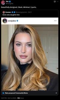 Vec @YungVec Beautifully designed. Sleek. Minimal. 3 ports. Zoomer @zoomyzoomm. Oct 1 Steve Jobs daughter btw evejobs ❤ Rate proposed Community Notes 3:01 PM - Oct 3, 2025.718 Views 0