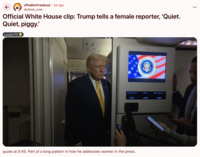 A "Reddit":https://knowyourmeme.com/memes/sites/reddit post in the /r/PublicFreakout subreddit, initially sharing the "Quiet, Piggy" clip of "Donald Trump":https://knowyourmeme.com/memes/people/donald-trump.