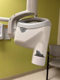 Where the dental hygienist moves the x-ray machine 