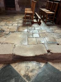 Steps inside de Abbaye-aux-Hommes, France