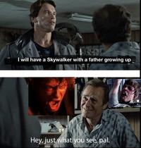 I will have a Skywalker with a father growing up Hey, just what you see, pal.
