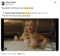 A "quote-tweet":https://knowyourmeme.com/memes/quote-retweets-qrts of a "Hey Men" and They Are Pigs "tweet":https://knowyourmeme.com/memes/sites/twitter-x about a clip from the "Sabrina Carpenter":https://knowyourmeme.com/memes/people/sabrina-carpenter music video for her song "Manchild."