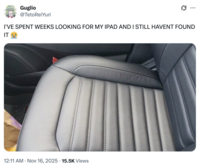 A "parody":https://knowyourmeme.com/memes/cultures/parody-spoof of the "I Spent Weeks Looking for My iPad" "tweet":https://knowyourmeme.com/memes/sites/twitter-x, mocking it for being "Engagement Bait":https://knowyourmeme.com/memes/engagement-bait.