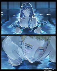 A redraw of the Chainsaw Man Reze Arc pool scene. The scene replaces the characters with the NaruHina ship.