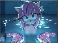 A comic referencing the Reze Arc pool scene. It imagines Amy Rose in the pool.