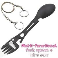 Multi-functional fork spoon + wire saw