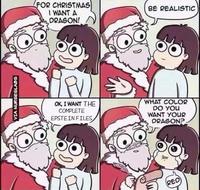 VIA NURSESLABS FOR CHRISTMAS I WANT A DRAGON! BE REALISTIC OK, I WANT THE COMPLETE EPSTEIN FILES WHAT COLOR DO YOU WANT YOUR DRAGON? Ш RED