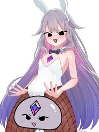 Art of Koseki Bijou and a rock. They both have the brat face.
