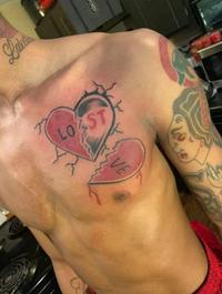 An alternate version of the "lo stve" tattoo. This one actually reads "lost love."