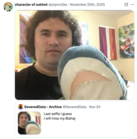 X user @ytpmv2ex posted a "Kirkified" version of SeveredData's "last selfie," gathering over 60,000 likes in a day.