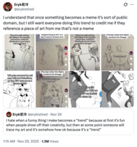 X user @erykistired asserted that their Webtoon about the CEO and timid love interest trope was being leveraged for a majority of the Y/N CEO Side Character POV memes.