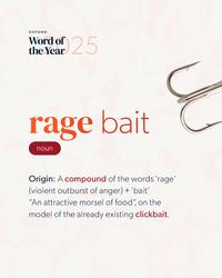 The Oxford University Press announcement post of its 2025 "Word of the Year," which defined "rage bait."