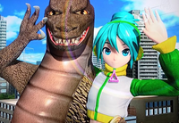 Miku and Godzilla BFFs