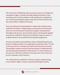On November 30th, the University of Oklahoma announced that they were placing the "graduate student instructor" who graded Samantha Fulnecky's letter on administrative leave, gathering over 24 million views and 8,000 likes in a day.