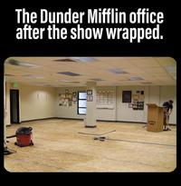 The Dunder Mifflin office after the show wrapped. EXIT THE CLOTHING