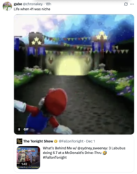 A "quote-tweet":https://knowyourmeme.com/memes/quote-retweets-qrts about the _The Tonight Show Starring_ "_Jimmy Fallon_":https://knowyourmeme.com/memes/people/jimmy-fallon segment with actress "Sydney Sweeney":https://knowyourmeme.com/memes/people/sydney-sweeney in which she had to guess that three "Labubu":https://knowyourmeme.com/memes/subcultures/labubu-toys toys doing the "67 Meme":https://knowyourmeme.com/memes/67-meme hand gesture at a "McDonald's":https://knowyourmeme.com/memes/subcultures/mcdonalds drive-thru were behind her.