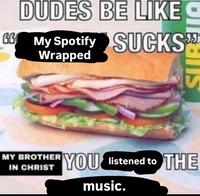 GG DUDES BE LIKE My Spotify Wrapped SUCKS the political compass MY BROTHER IN CHRIST YOU listened to THE music.