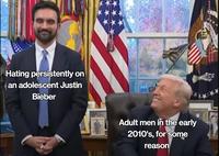 Hating persistently on an adolescent Justin Bieber Adult men in the early 2010's, for some reason