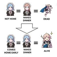 MAKES NOT HOME DEAD DINNER COMES MAKES HOME EARLY DINNER = ALIVE