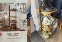 Decorative items not included Better Homes & Gardens SHOE LADDER Hardware Included Weight Capacity Per Shelf: 3 LBS (1.36 kg). BH G