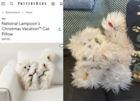 Q POTTERY BARN < Pillows & Decor < Pillows New National Lampoon's Christmas Vacation TM Cat Pillow $69.50 <]