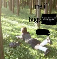 A meme with a girl lying in the grass. It reads, "Me if bugs respected my space."