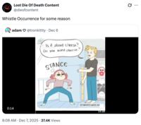 A "tweet":https://knowyourmeme.com/memes/sites/twitter-x about the animated I Have a Question / Is It About Cheese? "webcomic":https://knowyourmeme.com/memes/cultures/webcomics.
