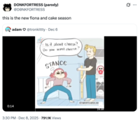 A "tweet":https://knowyourmeme.com/memes/sites/twitter-x about the animated I Have a Question / Is It About Cheese? "webcomic":https://knowyourmeme.com/memes/cultures/webcomics.