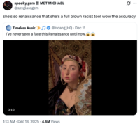 A "tweet":https://knowyourmeme.com/memes/sites/twitter-x about "TikToker":https://knowyourmeme.com/memes/sites/tiktok Alana O'Brien, also known as Alana.28 or the Renaissance Girl.