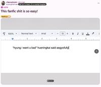 r/kpoopheads. 4mo ago bluenightshinee SM isn't a town, it's a mental hospital NSFW This fanfic s--- is so easy! Fanfic G 100% Normal text▾ Arial - 13 + B I UA 2 3 4 5 "hyung i want u bad" hueningkai said aegyofully ...