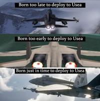 Born too late to deploy to Usea Born too early to deploy to Usea Born just in time to deploy to Usea